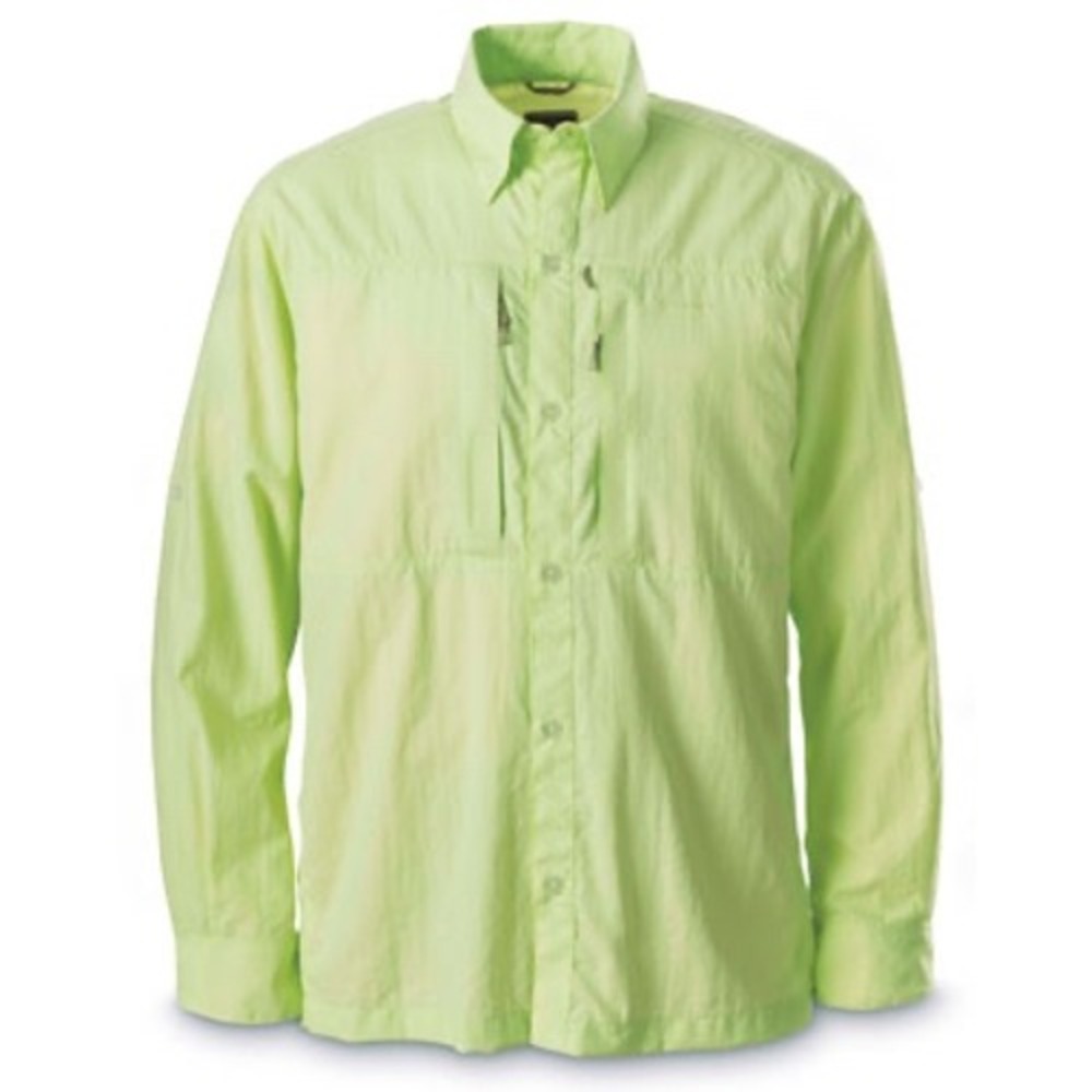 SIMMS Fishing Shirt Mens MEDIUM Long Sleeve Sun Protection Core Neon Green  - CJ